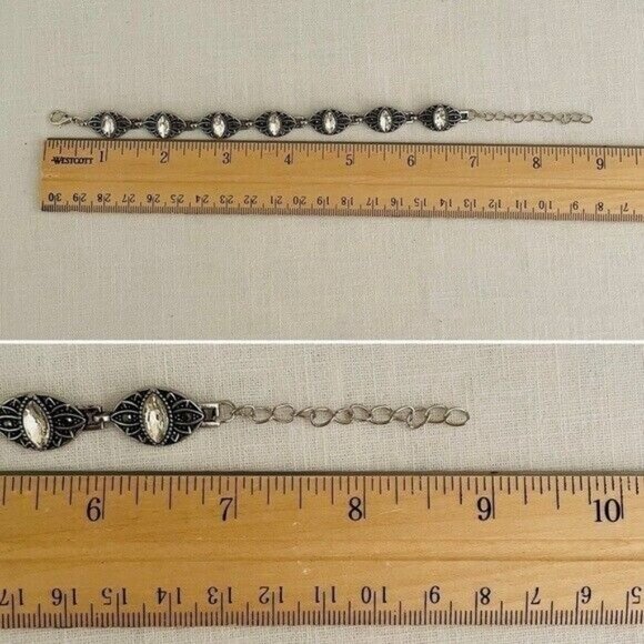 Crown Privilege Silver Womans Bracelet with Marquise and Hematite Rhinestones - Picture 4 of 8